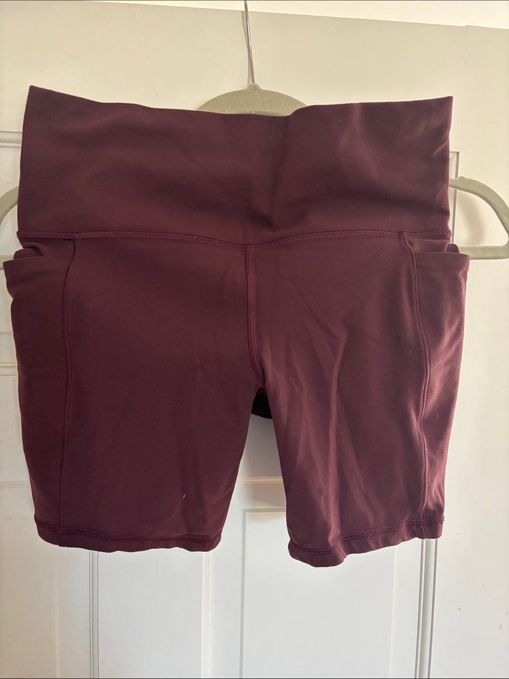 Athleta High-Waist Bike Shorts in Burgundy